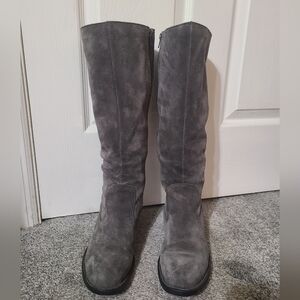 Gray Knee-High Boots